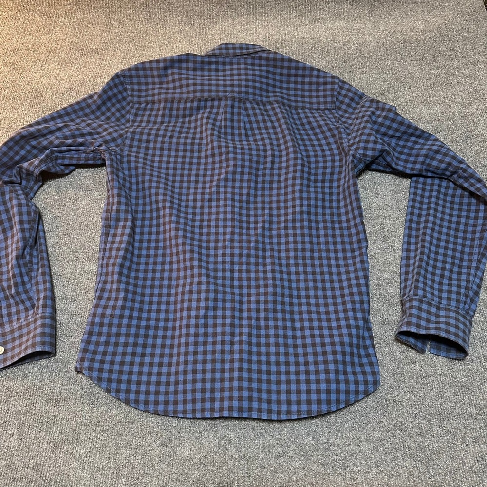 Lucky Brand Mens Slim Fit Gingham Button Down Shirt Blue Black Buffalo Check - Picture 2 of 4